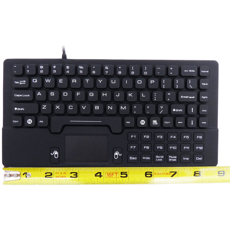 DSI IP68 Waterproof USB Keyboard - Rugged Industrial Use, 104 Keys with Touchpad, Black