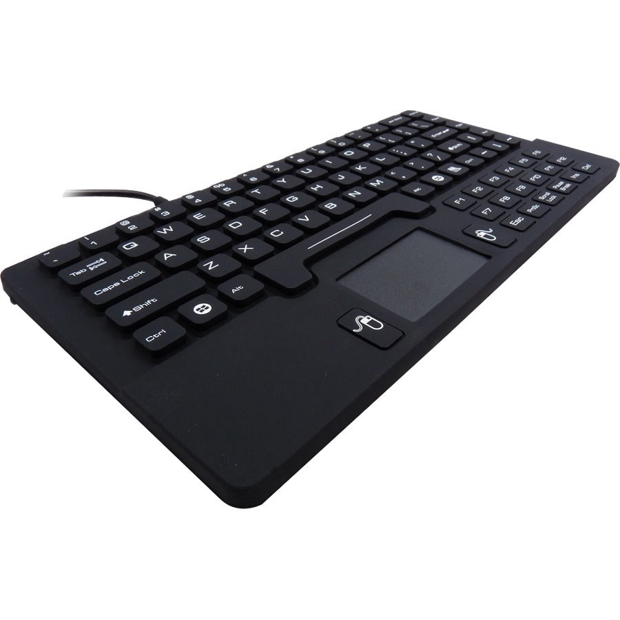DSI IP68 Waterproof USB Keyboard - Rugged Industrial Use, 104 Keys with Touchpad, Black