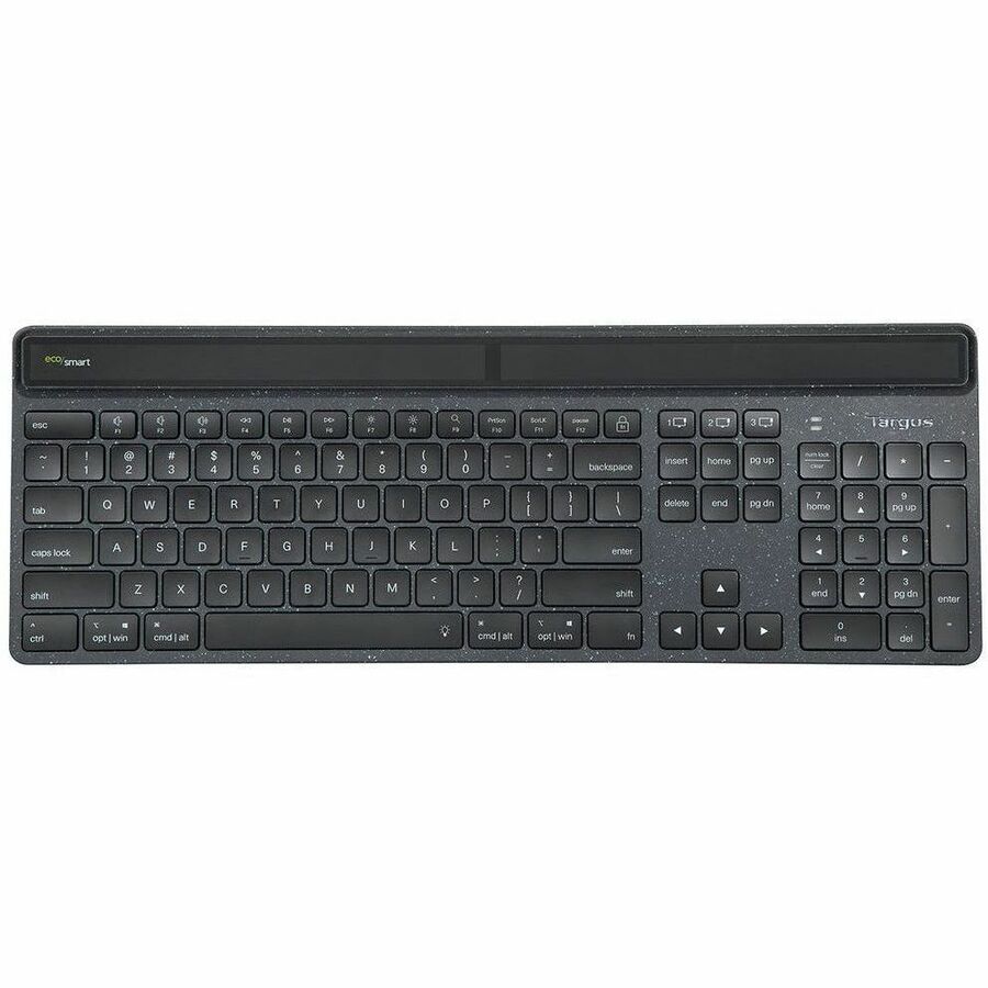 Targus EcoSmart Solar Bluetooth Keyboard - 85% Recycled Material, Antimicrobial, Multi-Device Connectivity
