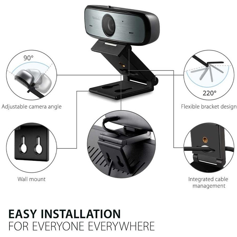 ViewSonic VB-CAM-002 Full HD 1080p USB Camera with Built-in Microphone and Privacy Cover