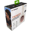 Packaging of Morpheus 360 TREMORS Wireless On-Ear Headphones with focus on the built-in microphone and youth-oriented design, showcasing its appeal for all ages.