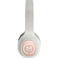 Side view of Morpheus 360 TREMORS Wireless On-Ear Headphones, highlighting the modern aesthetics and logo for enhanced comfort during music listening.