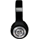 Morpheus 360 Serenity Wireless Over-Ear Headphones featuring an elegant black finish and the trademark logo, designed for versatile wireless and wired audio enjoyment.