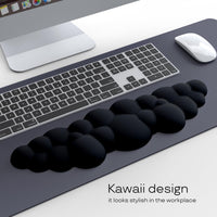 CloudWrist Black Memory Foam Wrist Rest by Kokovolta - A chic wrist rest enhancing the workspace with its kawaii design, perfect for typing and gaming.