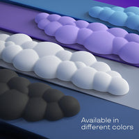 Display of CloudWrist Memory Foam Wrist Rests by Kokovolta in various colors, highlighting their versatility as both a functional tool and an eye-catching desk accessory.