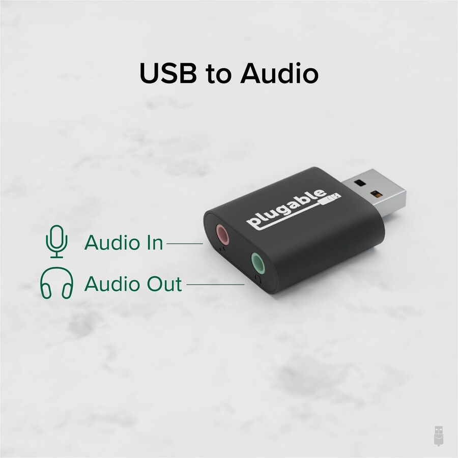 Plugable USB Audio Adapter - Instant Headphone & Microphone Jack - No Drivers Needed - Compatible with Windows, Mac, Linux
