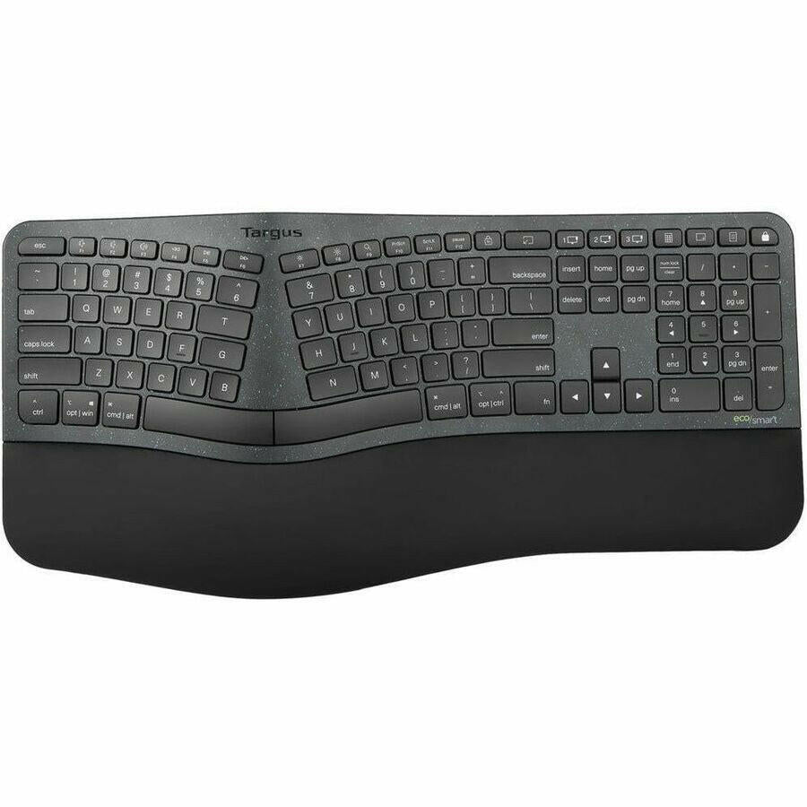 Targus EcoSmart Ergonomic Keyboard - Full-Size, 85% Recycled Materials, Bluetooth, Multi-Device Connectivity