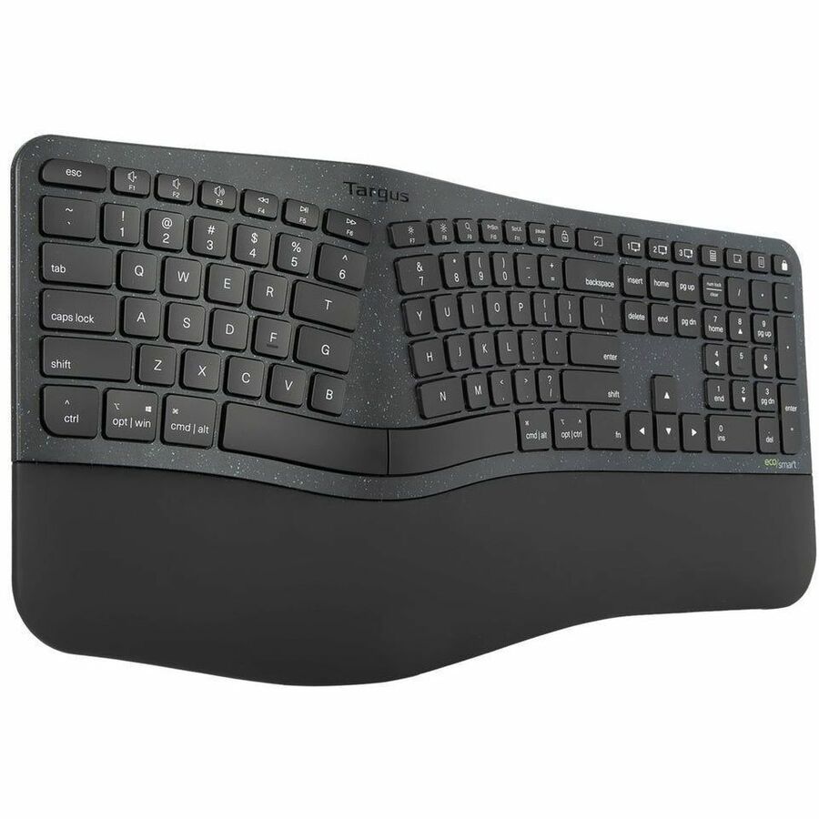 Targus EcoSmart Ergonomic Keyboard - Full-Size, 85% Recycled Materials, Bluetooth, Multi-Device Connectivity