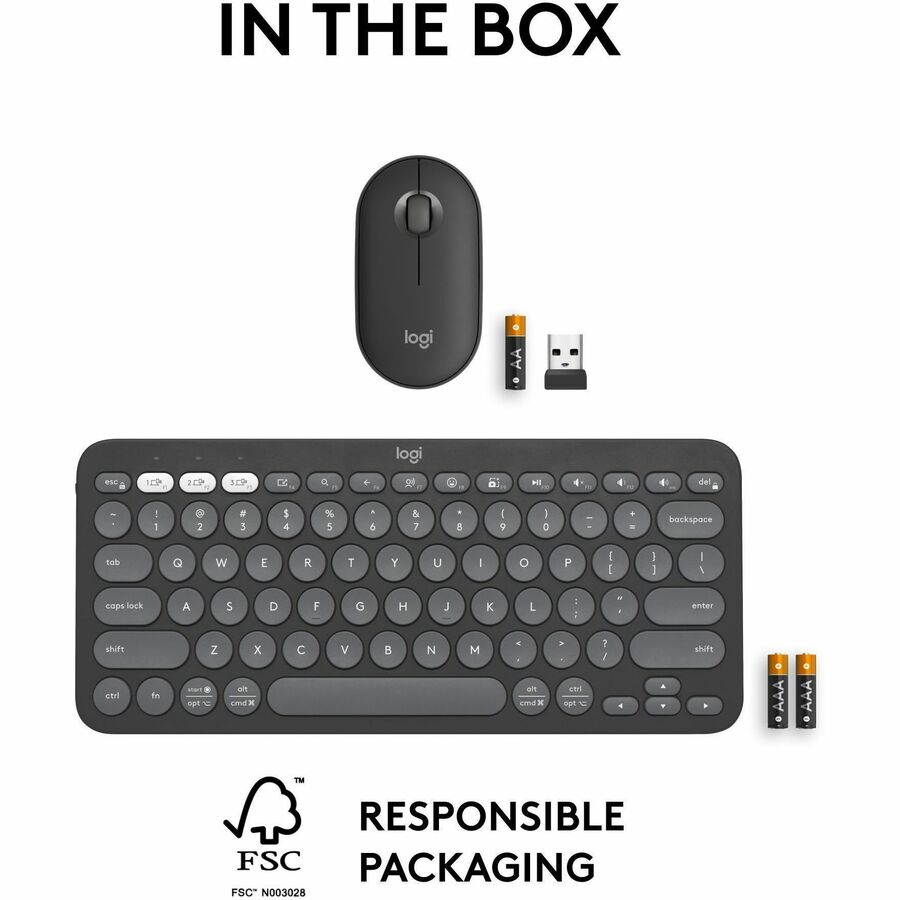 Logitech Pebble 2 Combo - Wireless Keyboard & Mouse, Logi Bolt, Quiet & Eco-Friendly Design