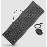 HP 150 Wired Mouse and Keyboard Set - Plug and Play, Ergonomic Design, Quiet Operation