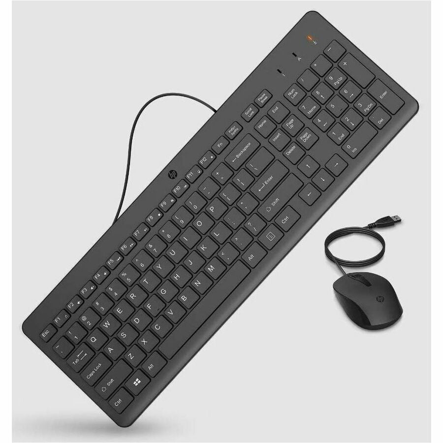 HP 150 Wired Mouse and Keyboard Set - Plug and Play, Ergonomic Design, Quiet Operation