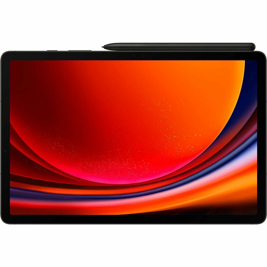 Samsung Galaxy Tab S9 showcasing vibrant colors on the Dynamic AMOLED display, perfect for gamers and content creators with included S Pen.