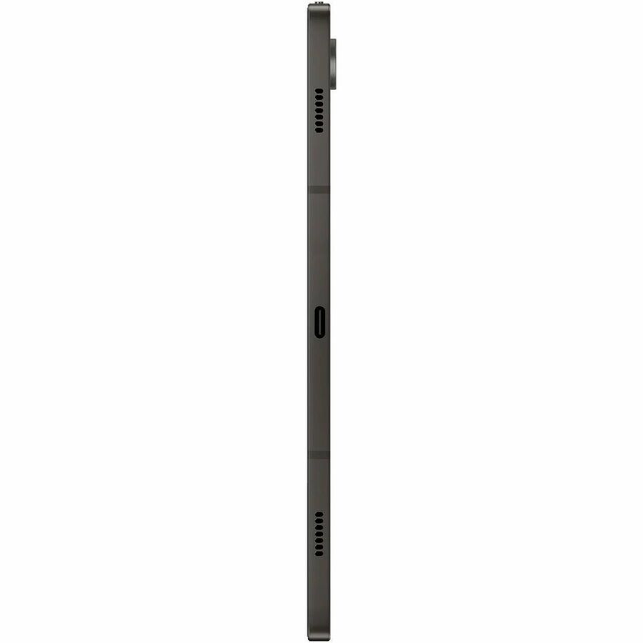 Side view of the Samsung Galaxy Tab S9 Rugged tablet, highlighting its slim profile and USB port, ideal for seamless connectivity.