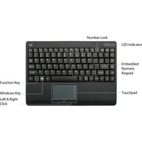 Adesso Wireless Mini Touchpad Keyboard - 2.4GHz RF, GlidePoint Touchpad, Compact Design