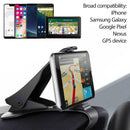 Universal Dashboard Phone Holder Mount for Cars by Ask Gecko, showcasing broad compatibility with iPhone, Samsung Galaxy, Google Pixel, and GPS devices, demonstrating its adjustable cradle for easy navigation while driving.