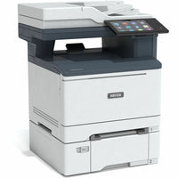 Rear view of the Xerox VersaLink C415 Color Multifunction Printer highlighting its compact features and dual paper trays for versatile printing solutions.