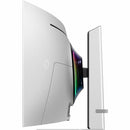 Side profile of the Samsung Odyssey G9 49" DQHD OLED Gaming Monitor, highlighting its sleek curved design and premium finish.