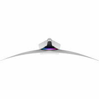 Top view of the Samsung Odyssey G9 49" DQHD OLED Gaming Monitor emphasizing its elegant curve and stylish RGB feature.