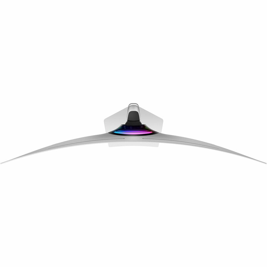 Top view of the Samsung Odyssey G9 49" DQHD OLED Gaming Monitor emphasizing its elegant curve and stylish RGB feature.