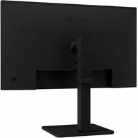 Back view of the LG 27BA550B 27" FHD IPS Monitor featuring an ergonomic stand, designed for versatility and comfort in any workspace.