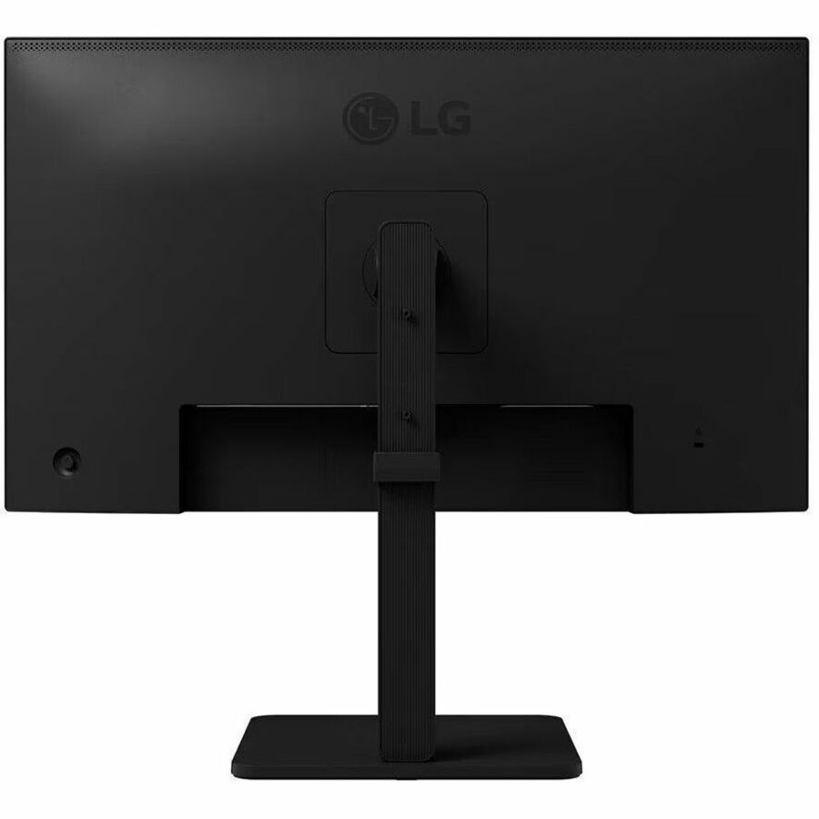 The back view of the LG 27BA550B 27 FHD IPS Monitor, illustrating its sturdy stand and connectivity options for a versatile workstation.