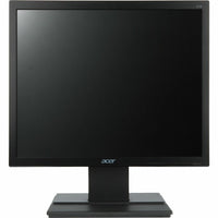 Front view of the Acer V176L 17 Inch LED LCD Monitor showcasing its sleek black design with a square display, ideal for clear visuals and enhanced productivity.