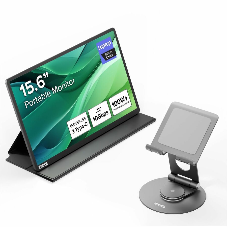 Plugable Portable USB-C Monitor 15.6" & Tablet Stand Bundle - Maximize Mobility & Productivity