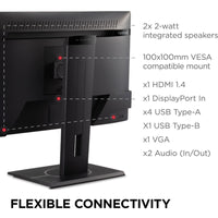 Explore the flexible connectivity options of the ViewSonic VG2240 22 Inch FHD Monitor with integrated speakers and multiple input ports for versatile connections.