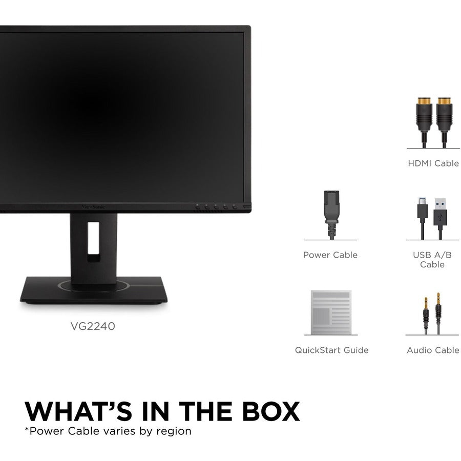 Unbox the ViewSonic VG2240 22 Inch FHD Monitor to discover essential accessories including power and HDMI cables, enhancing your setup experience.
