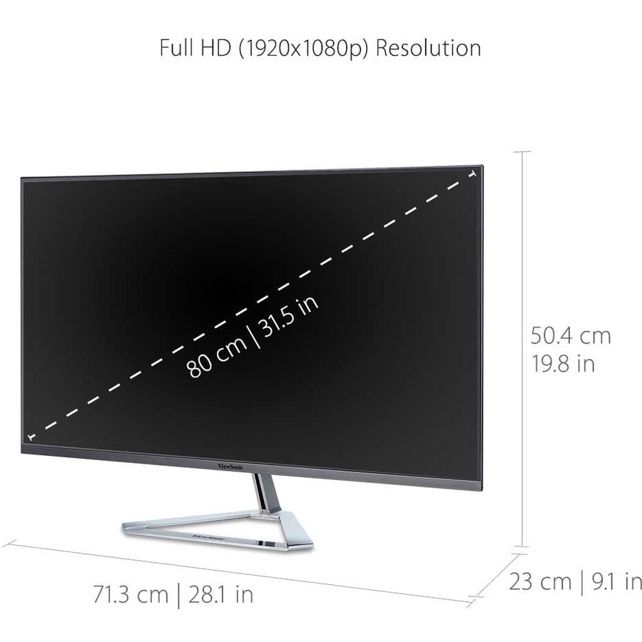 ViewSonic VX3276-MHD 32 Inch Full HD IPS Monitor - Ultra-Slim Bezel, HDMI & DP, Flicker-Free