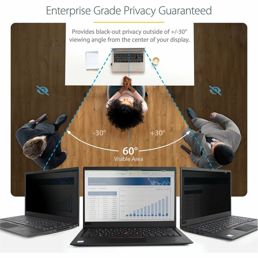 StarTech 14" Laptop Privacy Screen - Antiglare Shield, Blue Light Reduction, Reversible Design