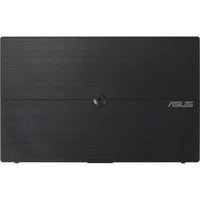 Back view of the Asus ZenScreen MB16ACV displaying its minimalist design with a textured black finish, designed for added style and functionality.