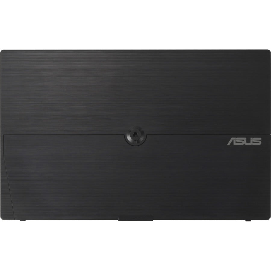 Back view of the Asus ZenScreen MB16ACV displaying its minimalist design with a textured black finish, designed for added style and functionality.