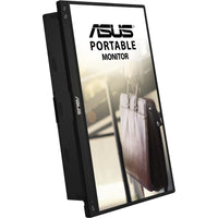 Asus ZenScreen MB16ACV 15.6" Portable Monitor in a vertical position, illustrating its versatility for reading and presentations, perfect for professionals.