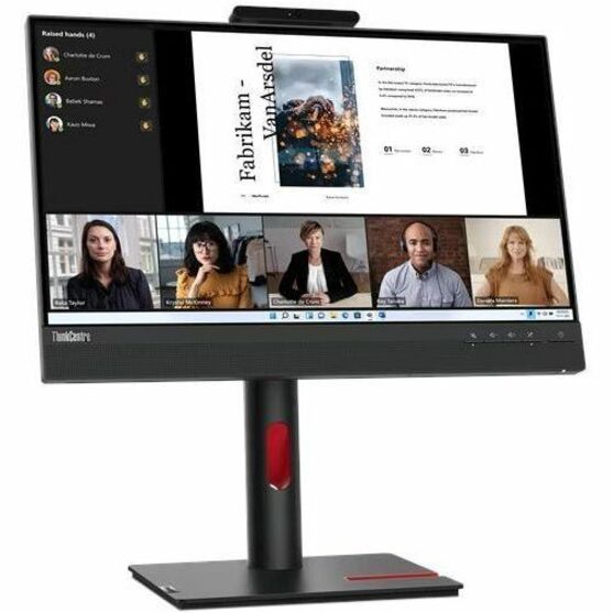 Lenovo TIO22GEN5 21.5" FHD IPS Monitor with VoIP Features, Webcam, and Built-In Speakers