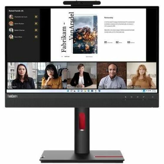 Lenovo TIO22GEN5 21.5" FHD IPS Monitor with VoIP Features, Webcam, and Built-In Speakers