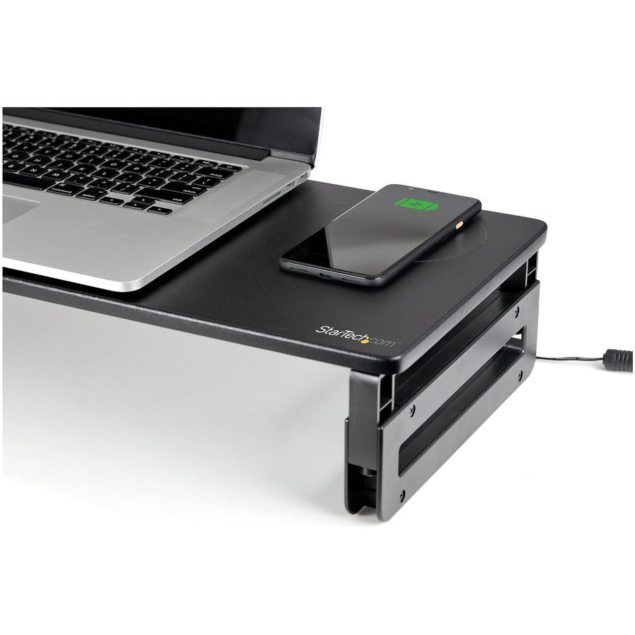 StarTech 15W Qi Wireless Charging Monitor Riser Stand - Ergonomic Height Adjustable Design