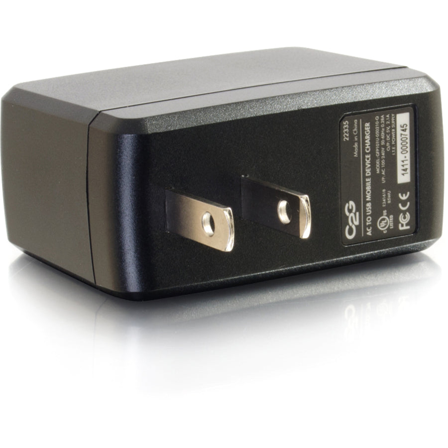 C2G USB Wall Charger 5V 2A Fast Charge for Mobile Devices, Compact AC Adapter, White