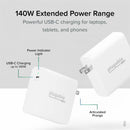 Plugable 140W GaN USB-C Charger - Fast Charging Power Delivery 3.1 for Laptops, Tablets, & Phones