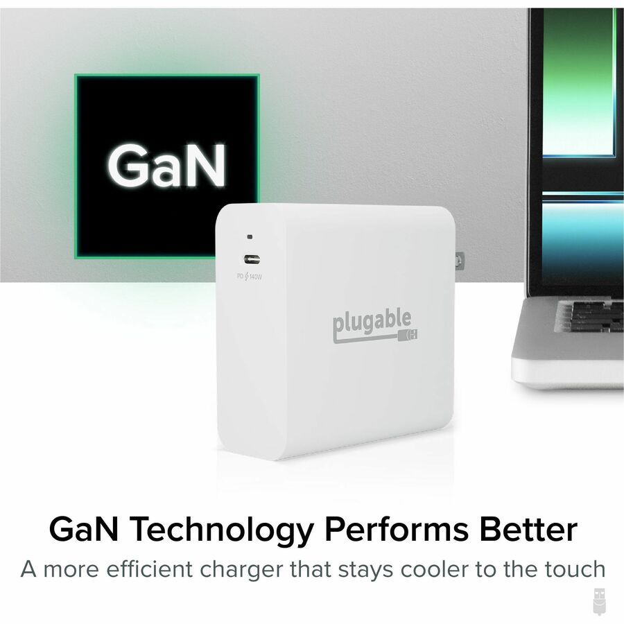 Plugable 140W GaN USB-C Charger - Fast Charging Power Delivery 3.1 for Laptops, Tablets, & Phones