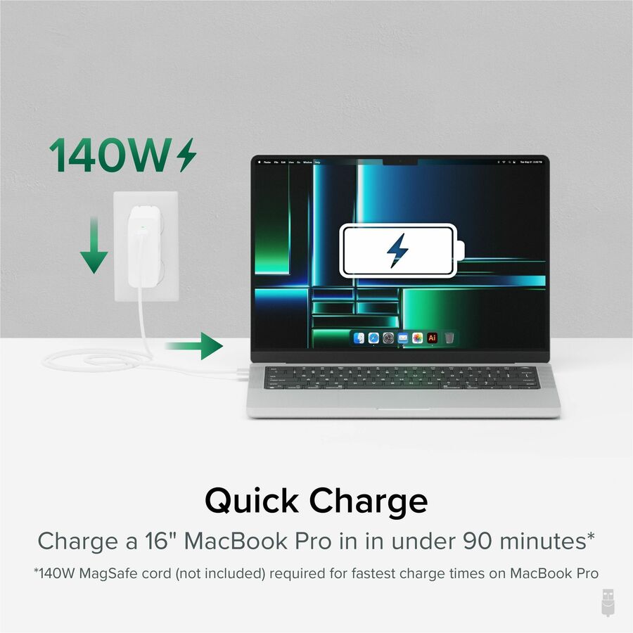 Plugable 140W GaN USB-C Charger - Fast Charging Power Delivery 3.1 for Laptops, Tablets, & Phones