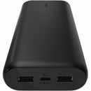 Belkin 20W 3-Port USB Power Bank, 20000mAh Capacity, Portable Charger, Black