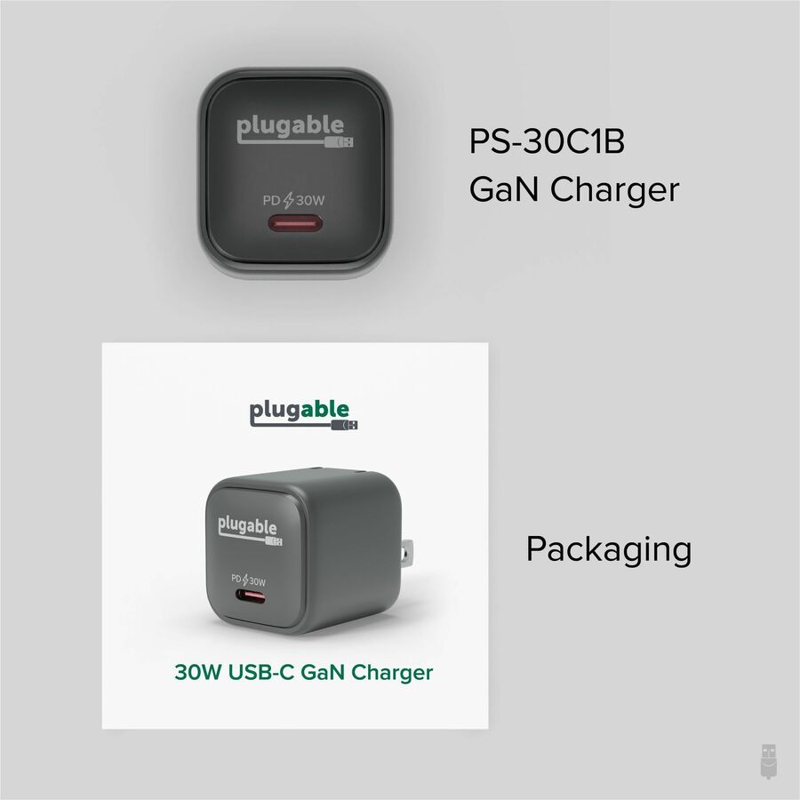 Plugable 30W GaN USB-C Fast Charger - Compact & Efficient Power for All Devices