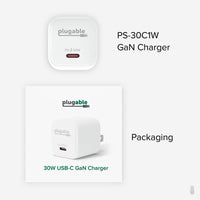 Plugable 30W GaN USB C Charger 3-Pack | Fast Charging, Portable, Universal Compatibility