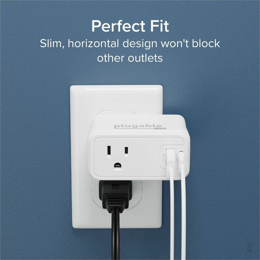Plugable 32W USB-C & USB-A Wall Extender Adapter | Fast Charging | Travel Ready | Compact Design