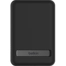 Belkin MagSafe Power Bank 5K in sleek black design, perfect for portable charging on the go.