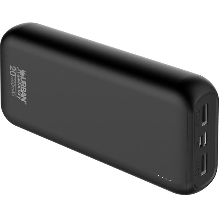 Urban Factory JUICEE Max 20000mAh Portable Power Bank with 2 USB-A Ports - Fast Charging, Black