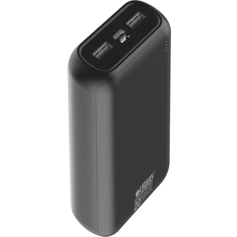 Urban Factory JUICEE Max 20000mAh Portable Power Bank with 2 USB-A Ports - Fast Charging, Black