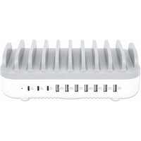 Manhattan 10-Port USB Charging Station, 120W Power, 3 USB-C PD 3.0, 7 USB-A Ports, Fast Charge