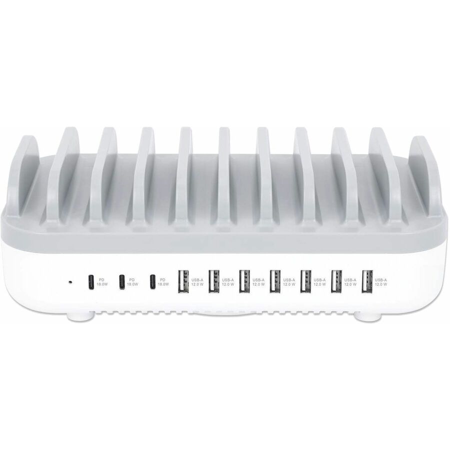 Manhattan 10-Port USB Charging Station, 120W Power, 3 USB-C PD 3.0, 7 USB-A Ports, Fast Charge